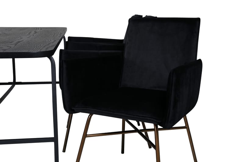 Unos Matgrupp 200 cm Rektangulär med 6 Petra stolar - Svart - Möbler - Bord & matgrupper - Matgrupper