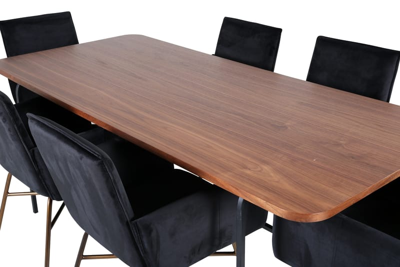 Unos Matgrupp 200 cm Rektangulär med 6 Petra stolar - Svart - Möbler - Bord & matgrupper - Matgrupper