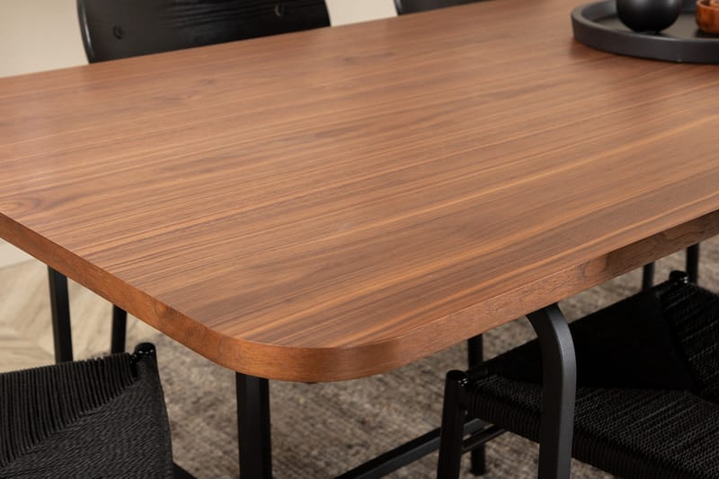 Unos Matgrupp 200 cm Rektangulär med 6 Polly stolar - Svart - Möbler - Bord & matgrupper - Matgrupper