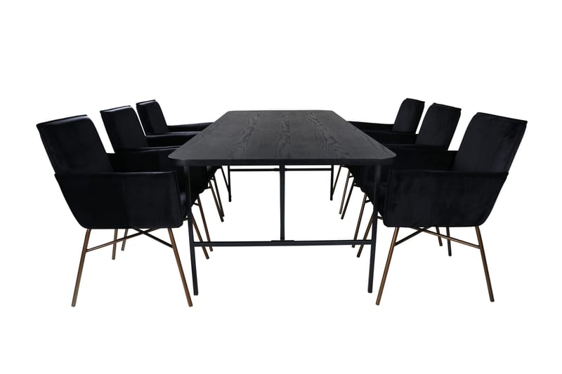 Unos Matgrupp 200 cm Rektangulär med 6 Petra stolar - Svart - Möbler - Bord & matgrupper - Matgrupper