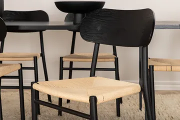 Unos Matgrupp 200 cm Rektangulär med 6 Polly stolar - Svart - Möbler - Bord & matgrupper - Matgrupper