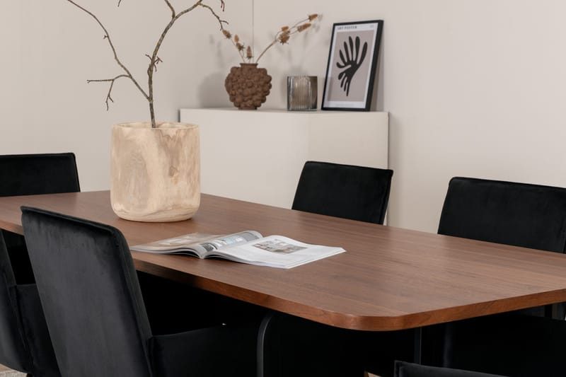 Unos Matgrupp 200 cm Rektangulär med 6 Petra stolar - Svart - Möbler - Bord & matgrupper - Matgrupper