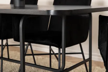 Unos Matgrupp 200 cm Rektangulär med 6 Petra stolar - Svart - Möbler - Bord & matgrupper - Matgrupper