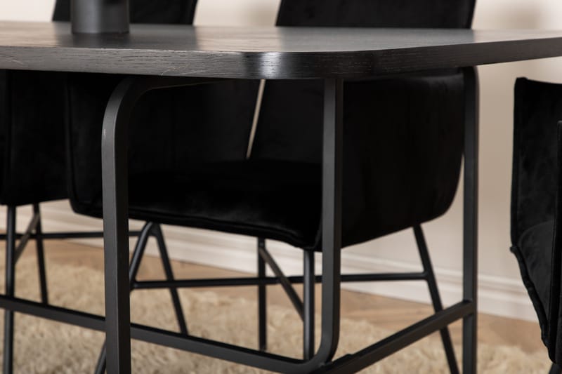 Unos Matgrupp 200 cm Rektangulär med 6 Petra stolar - Svart - Möbler - Bord & matgrupper - Matgrupper