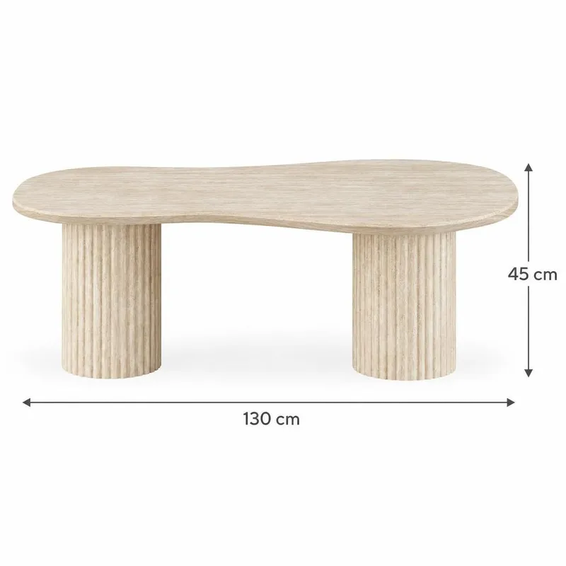 Uppveda Asymmetriskt Soffbord 130x70 cm med Travertinutseende - Beige - Möbler - Bord & matgrupper - Soffbord
