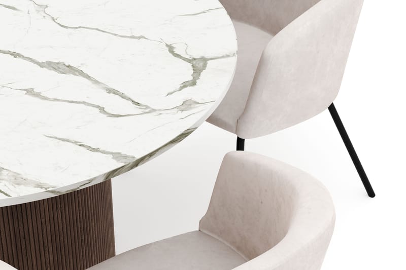 Uppveda Matbord 120 cm Rund med 4 Berit Stolar - Brun - Möbler - Bord & matgrupper - Matgrupper