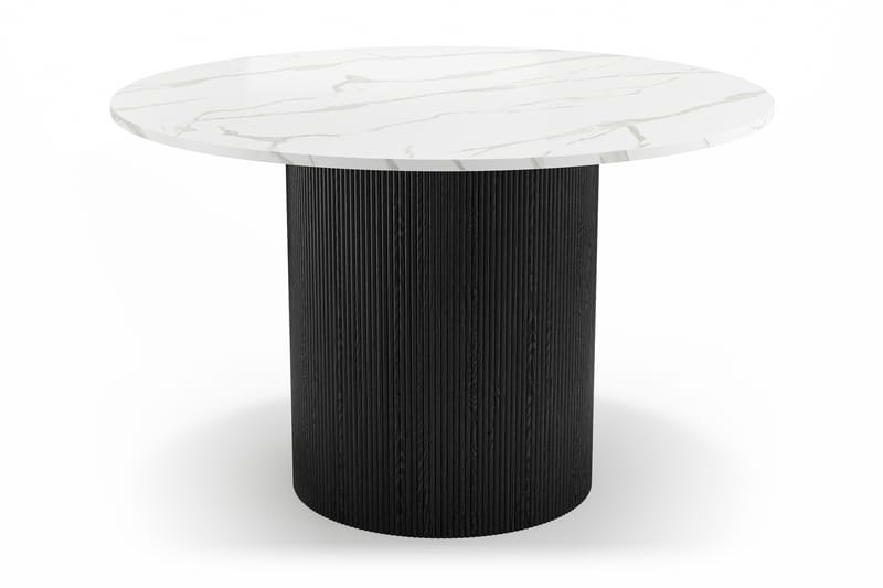 Uppveda Matbord 120 cm Rund med 4 Berit Stolar - Svart/Vit - Möbler - Bord & matgrupper - Matgrupper