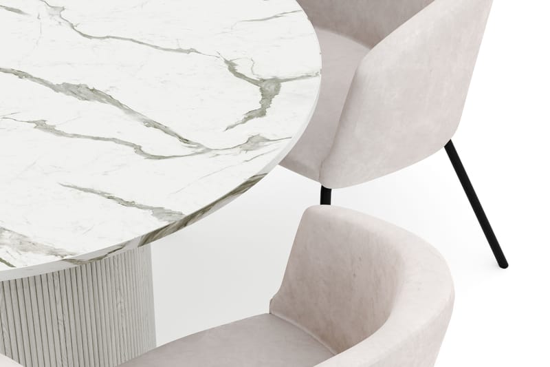 Uppveda Matbord 120 cm Rund med 4 Berit Stolar - Vit - Möbler - Bord & matgrupper - Matgrupper