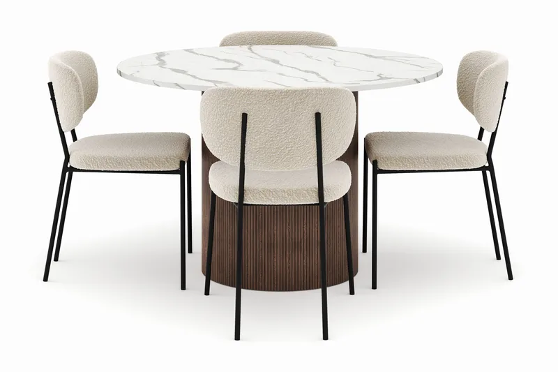 Uppveda Matbord 120 cm Rund med 4 Gemmiano Stolar - Brun - Möbler - Bord & matgrupper - Matgrupper