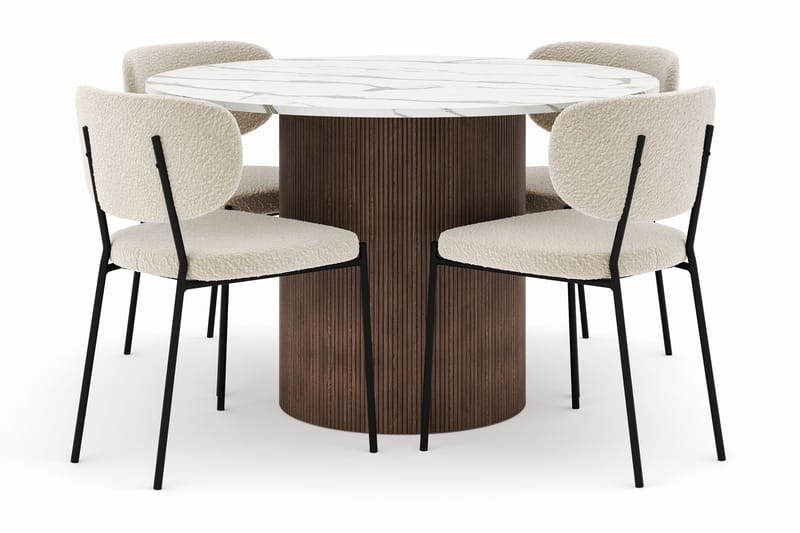 Uppveda Matbord 120 cm Rund med 4 Gemmiano Stolar - Brun - Möbler - Bord & matgrupper - Matgrupper