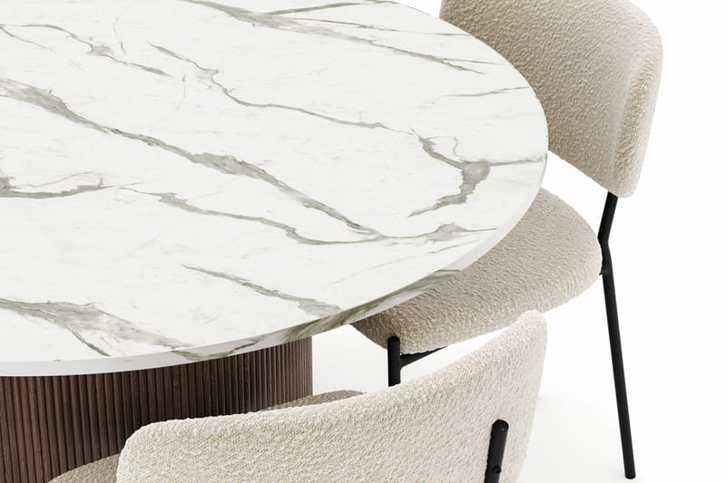 Uppveda Matbord 120 cm Rund med 4 Gemmiano Stolar - Brun - Möbler - Bord & matgrupper - Matgrupper