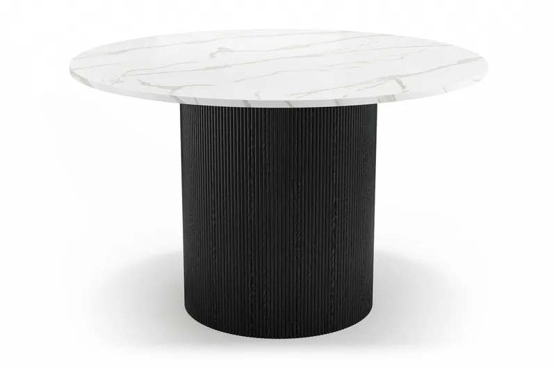 Uppveda Matbord 120 cm Rund med 4 Gemmiano Stolar - Svart/Vit - Möbler - Bord & matgrupper - Matgrupper