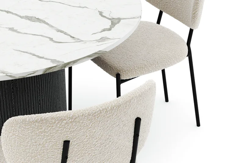 Uppveda Matbord 120 cm Rund med 4 Gemmiano Stolar - Svart/Vit - Möbler - Bord & matgrupper - Matgrupper