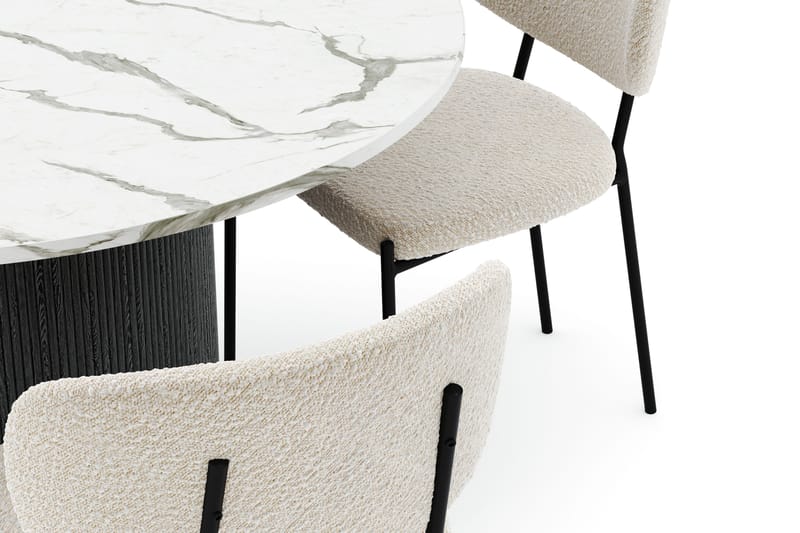 Uppveda Matbord 120 cm Rund med 4 Gemmiano Stolar - Svart/Vit - Möbler - Bord & matgrupper - Matgrupper