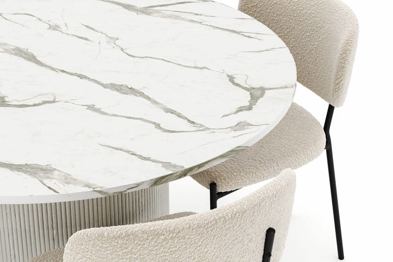 Uppveda Matbord 120 cm Rund med 4 Gemmiano Stolar - Vit - Möbler - Bord & matgrupper - Matgrupper