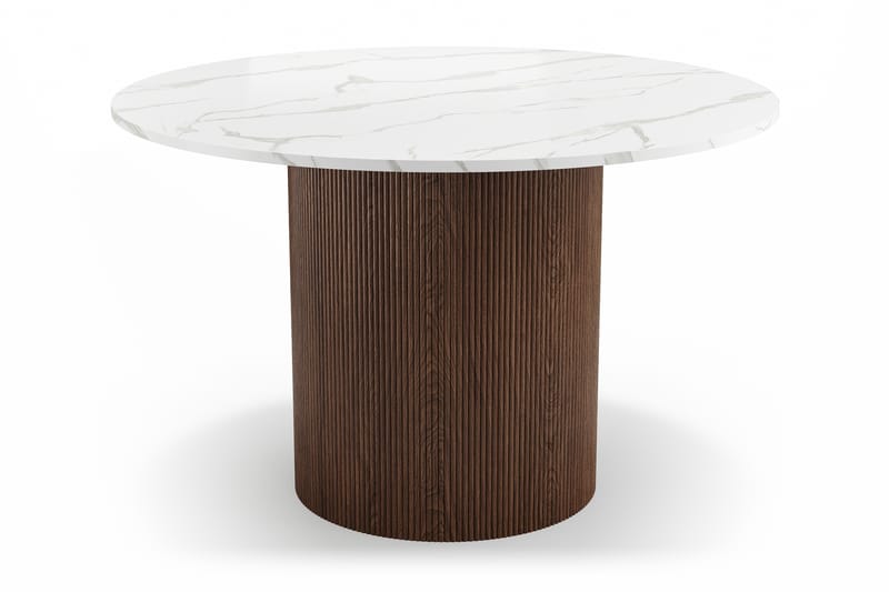 Uppveda Matbord 120 cm Rund med 4 Sawako Stolar - Brun - Möbler - Bord & matgrupper - Matgrupper