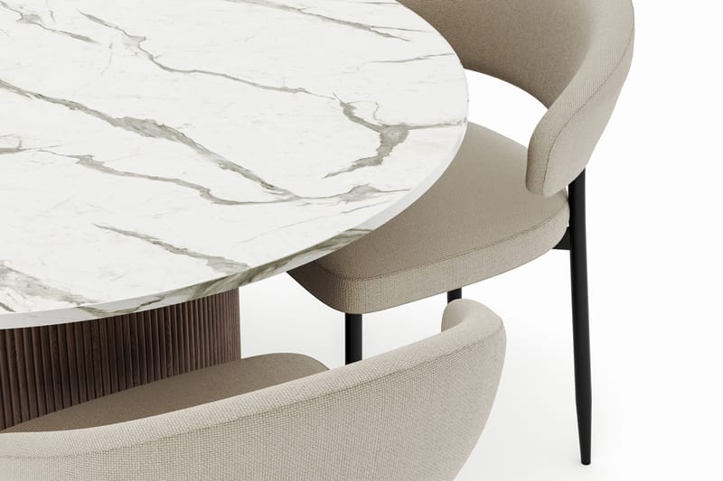 Uppveda Matbord 120 cm Rund med 4 Sawako Stolar - Brun - Möbler - Bord & matgrupper - Matgrupper