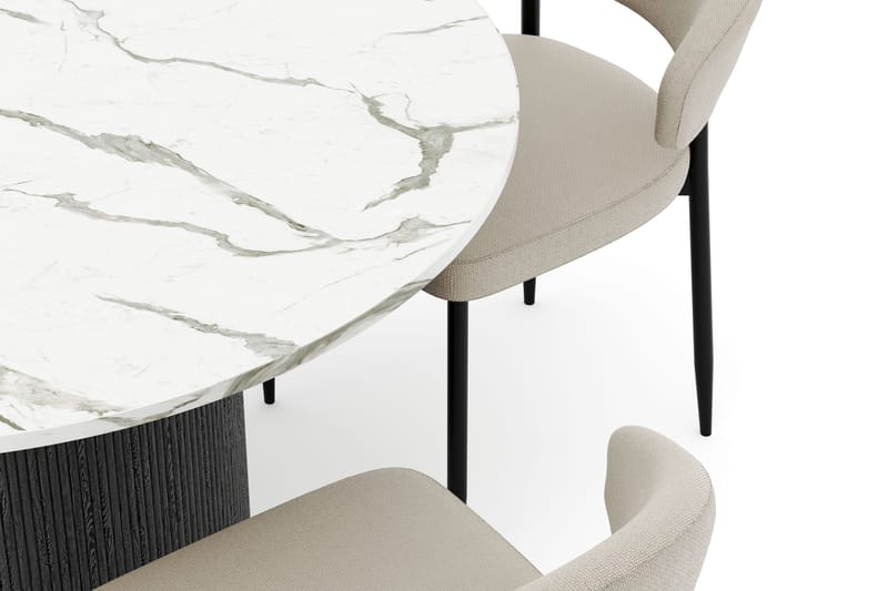 Uppveda Matbord 120 cm Rund med 4 Sawako Stolar - Svart/Vit - Möbler - Bord & matgrupper - Matgrupper