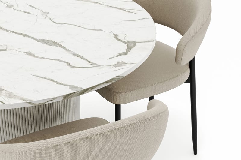 Uppveda Matbord 120 cm Rund med 4 Sawako Stolar - Vit - Möbler - Bord & matgrupper - Matgrupper