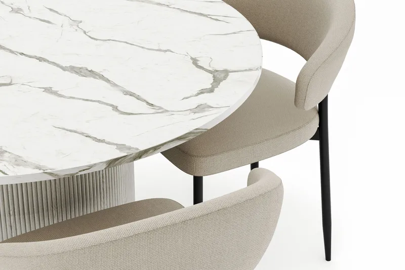 Uppveda Matbord 120 cm Rund med 4 Sawako Stolar - Vit - Möbler - Bord & matgrupper - Matgrupper