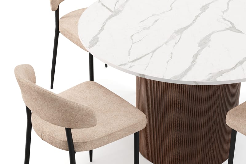 Uppveda Matbord 120 cm Rund med 4 st Jairam Matstolar - Brun - Möbler - Bord & matgrupper - Matgrupper