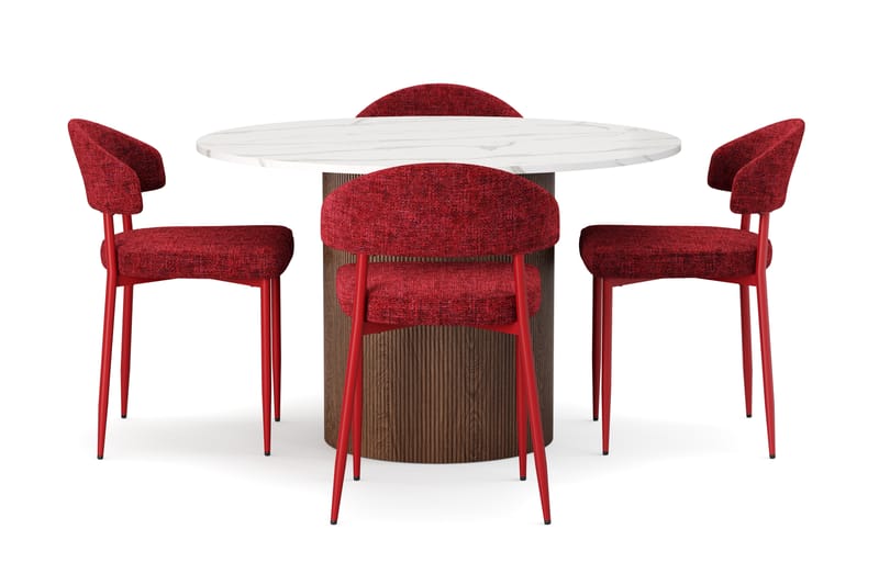 Uppveda Matbord 120 cm Rund med 4 st Jairam Matstolar - Brun - Möbler - Bord & matgrupper - Matgrupper