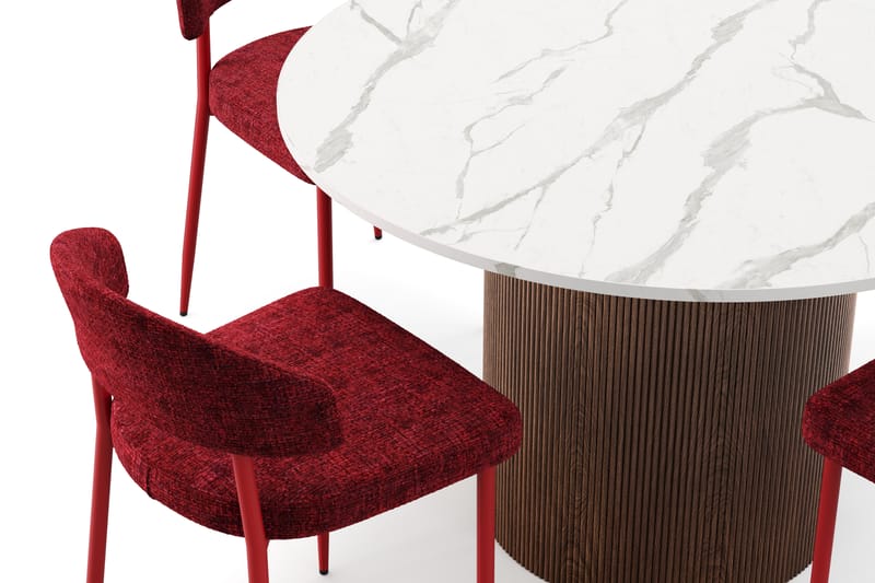 Uppveda Matbord 120 cm Rund med 4 st Jairam Matstolar - Brun - Möbler - Bord & matgrupper - Matgrupper