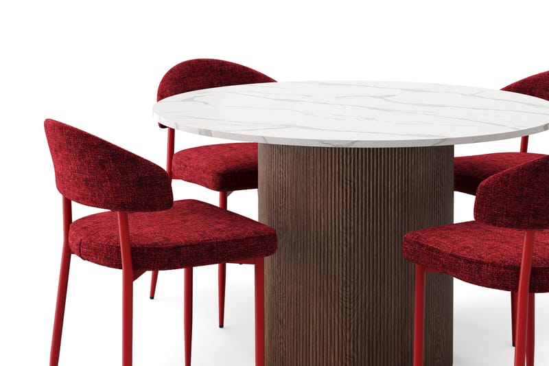 Uppveda Matbord 120 cm Rund med 4 st Jairam Matstolar - Brun - Möbler - Bord & matgrupper - Matgrupper