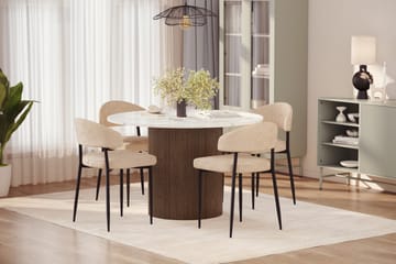 Uppveda Matbord 120 cm Rund med 4 st Jairam Matstolar - Brun - Möbler - Bord & matgrupper - Matgrupper