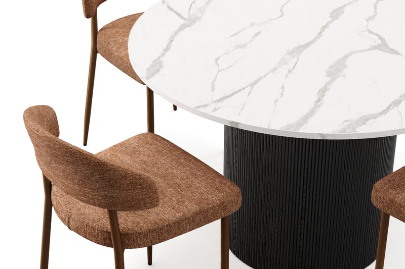 Uppveda Matbord 120 cm Rund med 4 st Jairam Matstolar - Svart/Vit - Möbler - Bord & matgrupper - Matgrupper