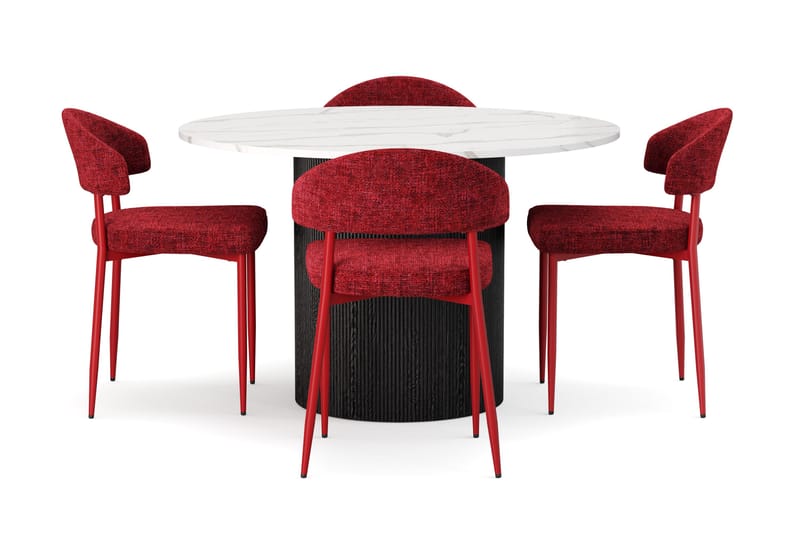 Uppveda Matbord 120 cm Rund med 4 st Jairam Matstolar - Svart/Vit - Möbler - Bord & matgrupper - Matgrupper