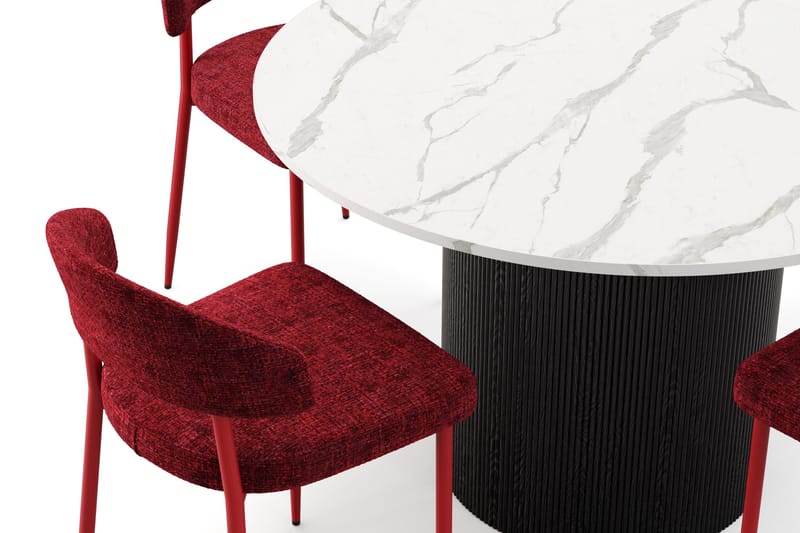 Uppveda Matbord 120 cm Rund med 4 st Jairam Matstolar - Svart/Vit - Möbler - Bord & matgrupper - Matgrupper