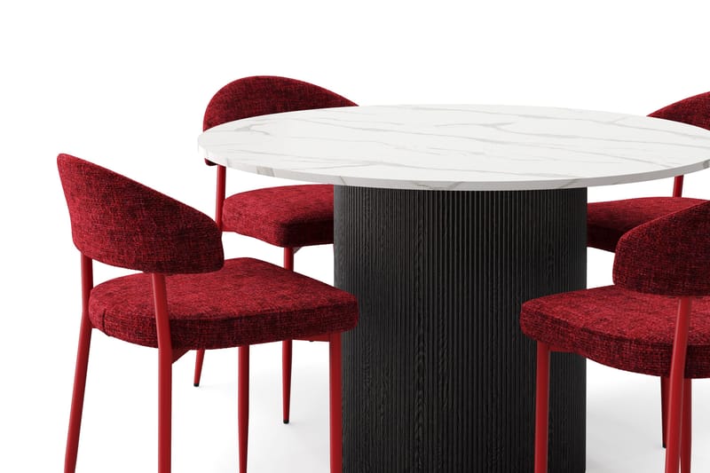 Uppveda Matbord 120 cm Rund med 4 st Jairam Matstolar - Svart/Vit - Möbler - Bord & matgrupper - Matgrupper