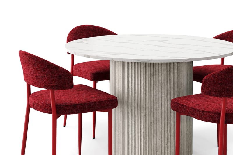 Uppveda Matbord 120 cm Rund med 4 st Jairam Matstolar - Vit - Möbler - Bord & matgrupper - Matgrupper