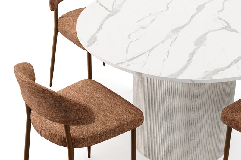 Uppveda Matbord 120 cm Rund med 4 st Jairam Matstolar - Vit - Möbler - Bord & matgrupper - Matgrupper