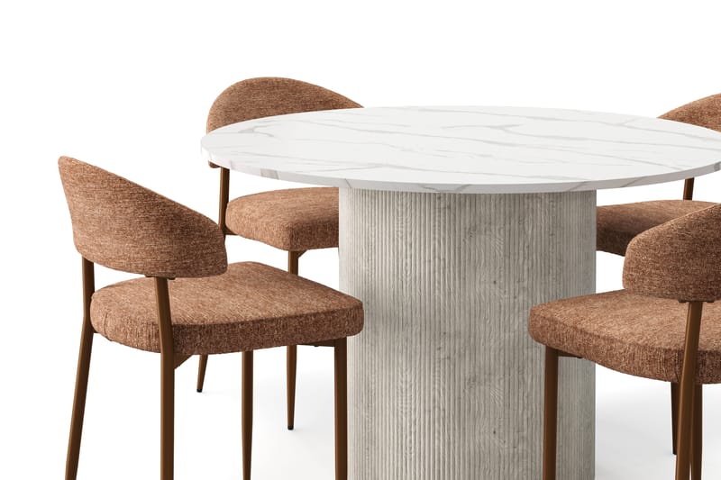Uppveda Matbord 120 cm Rund med 4 st Jairam Matstolar - Vit - Möbler - Bord & matgrupper - Matgrupper