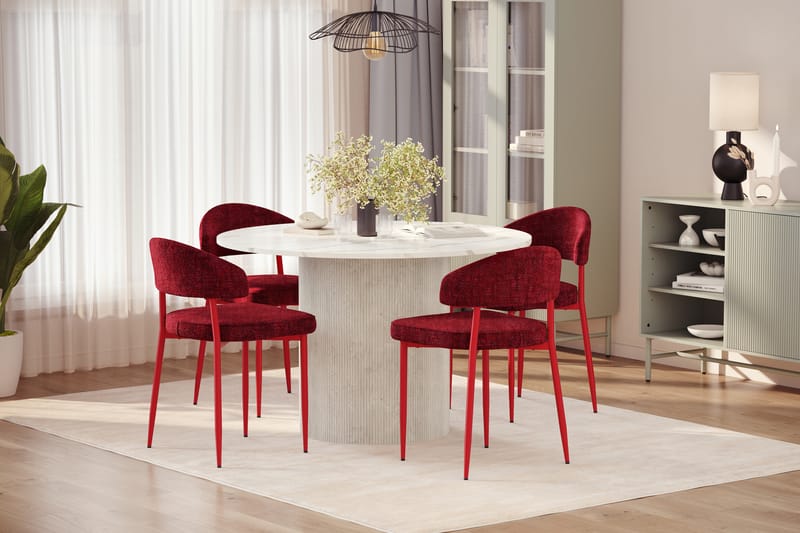 Uppveda Matbord 120 cm Rund med 4 st Jairam Matstolar - Vit - Möbler - Bord & matgrupper - Matgrupper