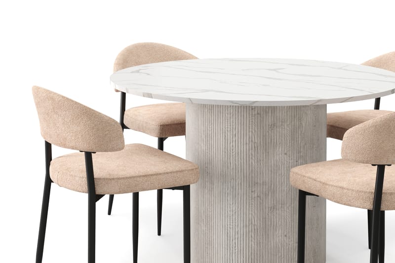 Uppveda Matbord 120 cm Rund med 4 st Jairam Matstolar - Vit - Möbler - Bord & matgrupper - Matgrupper