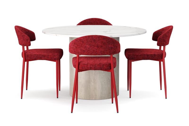 Uppveda Matbord 120 cm Rund med 4 st Jairam Matstolar - Vit - Möbler - Bord & matgrupper - Matgrupper