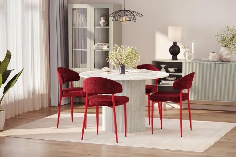 Uppveda Matbord 120 cm Rund med 4 st Jairam Matstolar - Vit - Möbler - Bord & matgrupper - Matgrupper