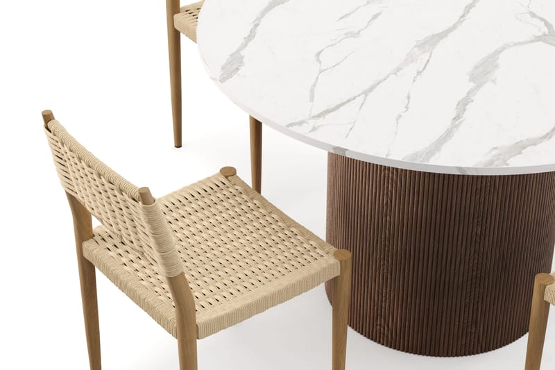 Uppveda Matbord 120 cm Rund med 4 st Jamna Matstolar - Brun - Möbler - Bord & matgrupper - Matgrupper