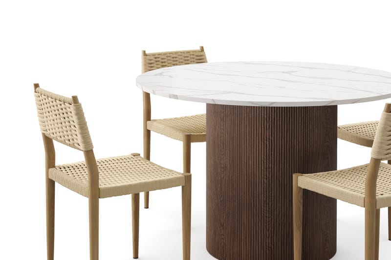 Uppveda Matbord 120 cm Rund med 4 st Jamna Matstolar - Brun - Möbler - Bord & matgrupper - Matgrupper
