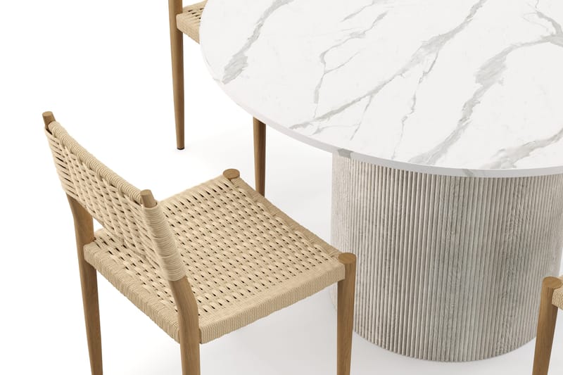 Uppveda Matbord 120 cm Rund med 4 st Jamna Matstolar - Vit - Möbler - Bord & matgrupper - Matgrupper