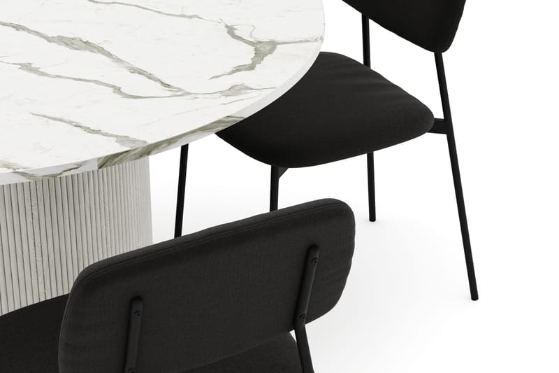 Uppveda Matbord 120 cm Rund med 4 st Lowe Matstol|Bouclear - Vit - Möbler - Bord & matgrupper - Matgrupper