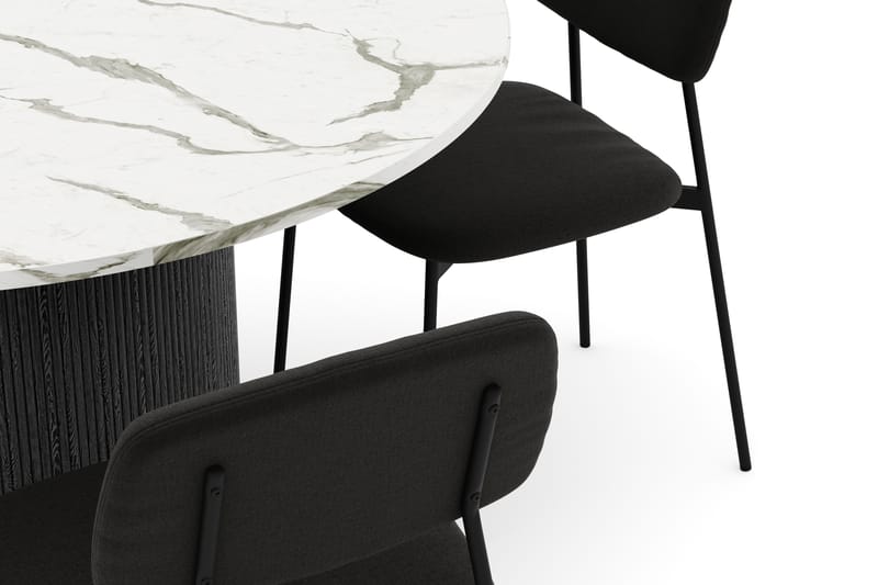 Uppveda Matbord 120 cm Rund med 4 st Lowe Matstol|Svartar - Svart/Vit - Möbler - Bord & matgrupper - Matgrupper