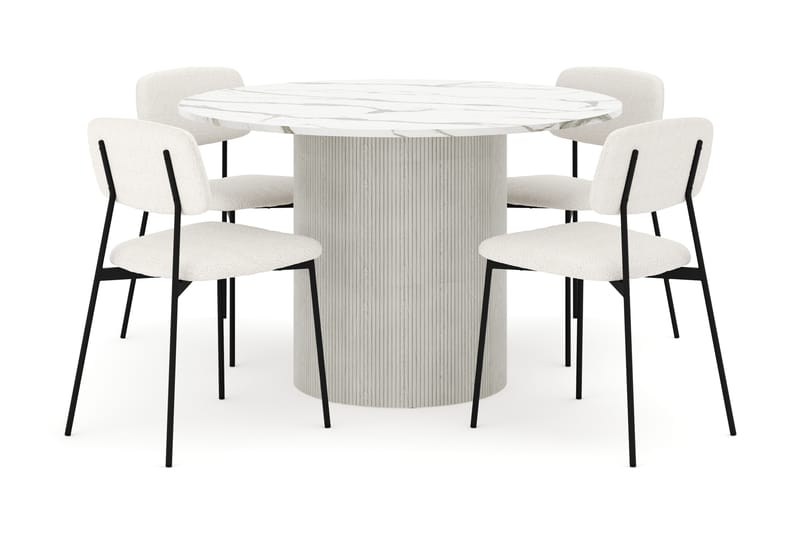 Uppveda Matbord 120 cm Rund med 4 st Lowe Matstol|Svartar - Vit - Möbler - Bord & matgrupper - Matgrupper