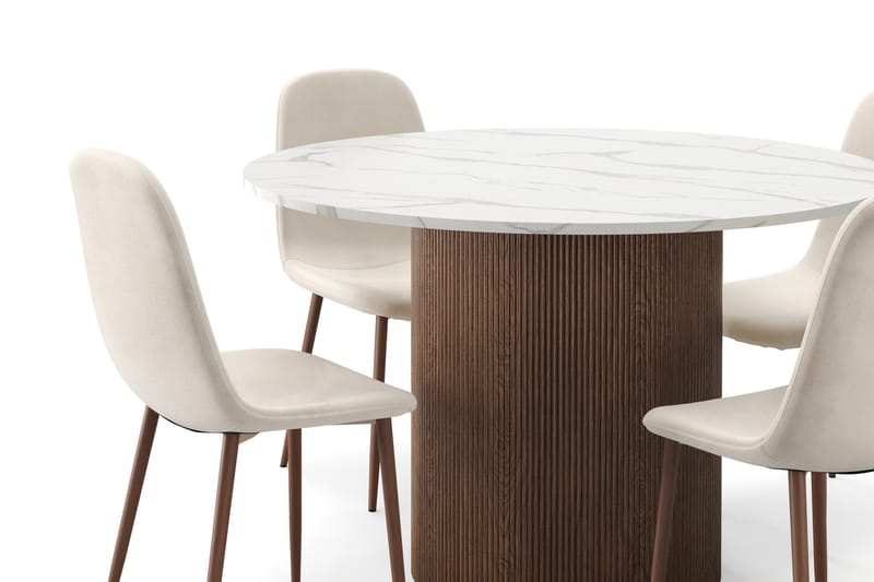 Uppveda Matbord 120 cm Rund med 4 st Nibe Matstolar - Brun - Möbler - Bord & matgrupper - Matgrupper
