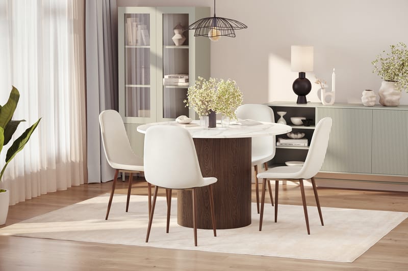 Uppveda Matbord 120 cm Rund med 4 st Nibe Matstolar - Brun - Möbler - Bord & matgrupper - Matgrupper