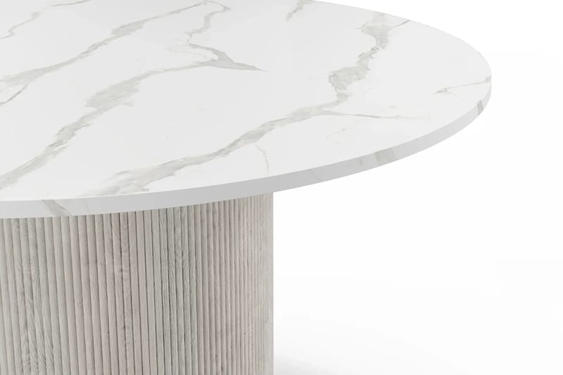 Uppveda Matbord 120 cm Rund Vitt med 4 Reciclar Matstolar - Vit/Greige - Möbler - Bord & matgrupper - Matgrupper