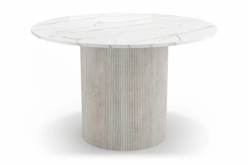 Uppveda Matbord 120 cm Rund Vitt med 4 Reciclar Matstolar - Vit/Greige - Möbler - Bord & matgrupper - Matgrupper